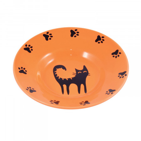 Миска Mr.Kranch керамическая блюдце для кошек 140 мл оранжевая